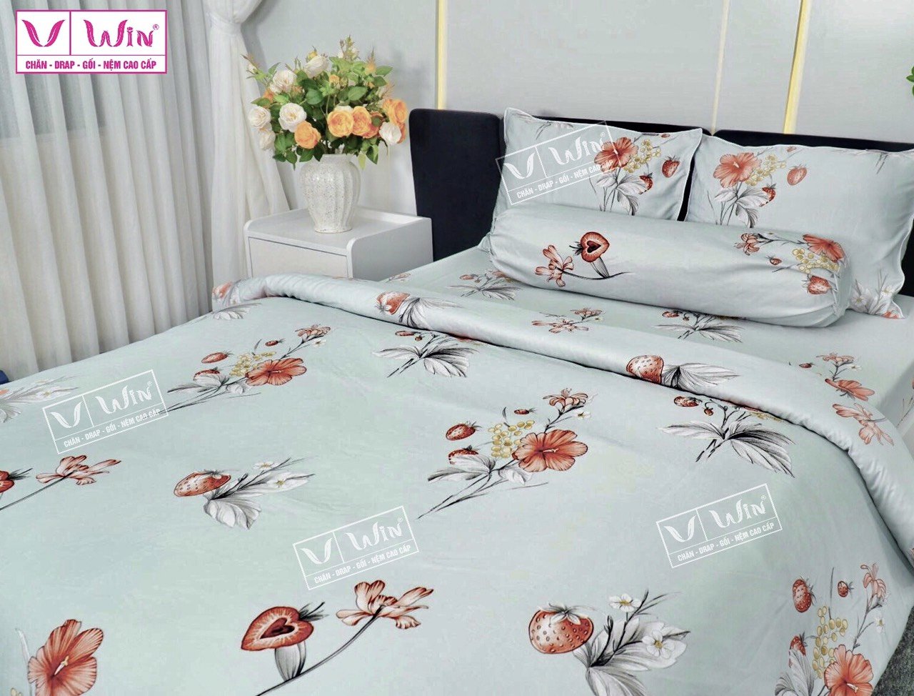 Bộ chăn ga Tencel cao cấp Thắng Lợi MS824