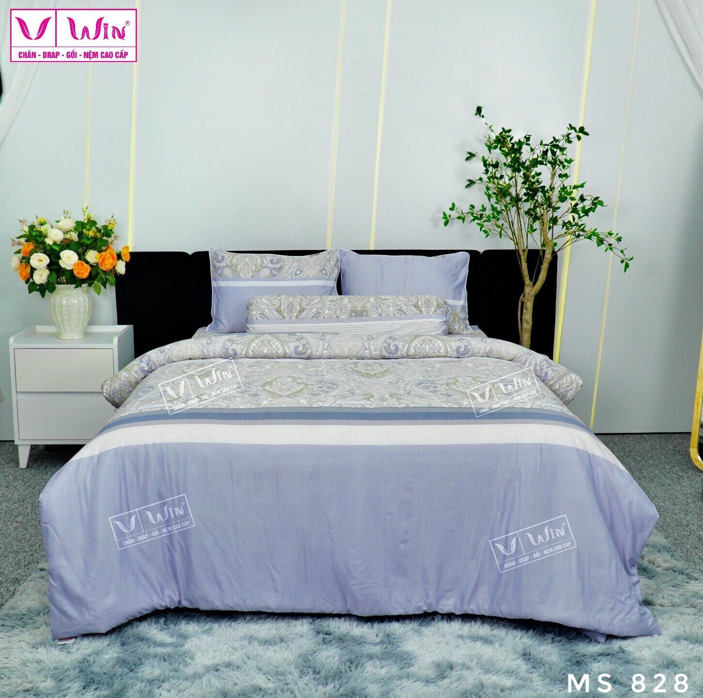 Bộ chăn ga Tencel cao cấp Thắng Lợi MS828