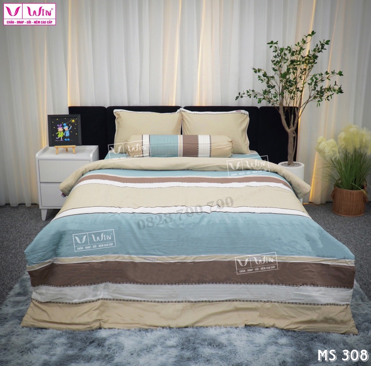 Bộ chăn ga Tencel cao cấp Thắng Lợi MS308